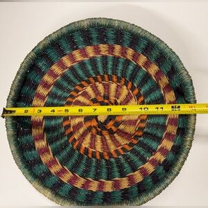 Vintage 13” Colourful Basket Bowl, Home Decor